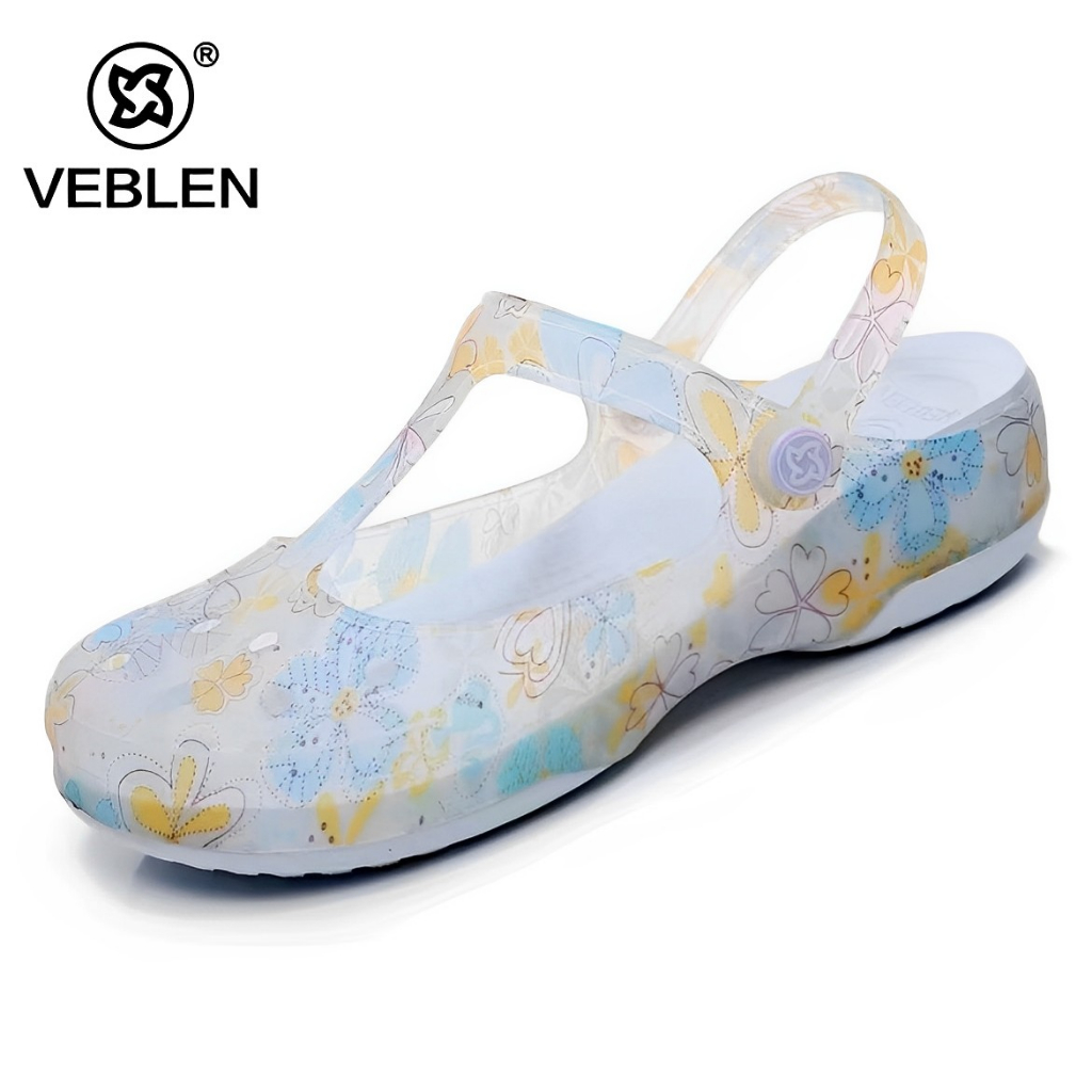 Sandal Fashion Wanita Veblen Maryjane Motif Bunga Besar Sandal Slip On Wanita Veblen Motif