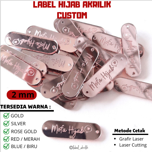 Label Hijab Label Akrilik Label Brand Akrilik Custom Label Hijab Akrilik Label Baju Merk Logo Brand 