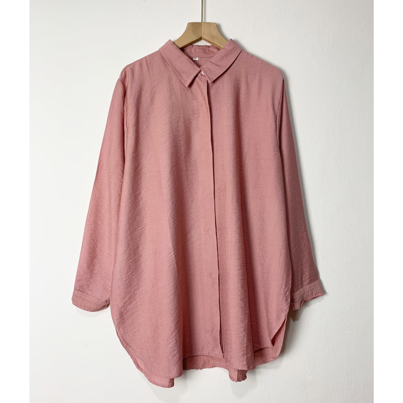 Kamya Blouse Kemeja Wanita Jumbo Basic Polo Linen Polos Oversize