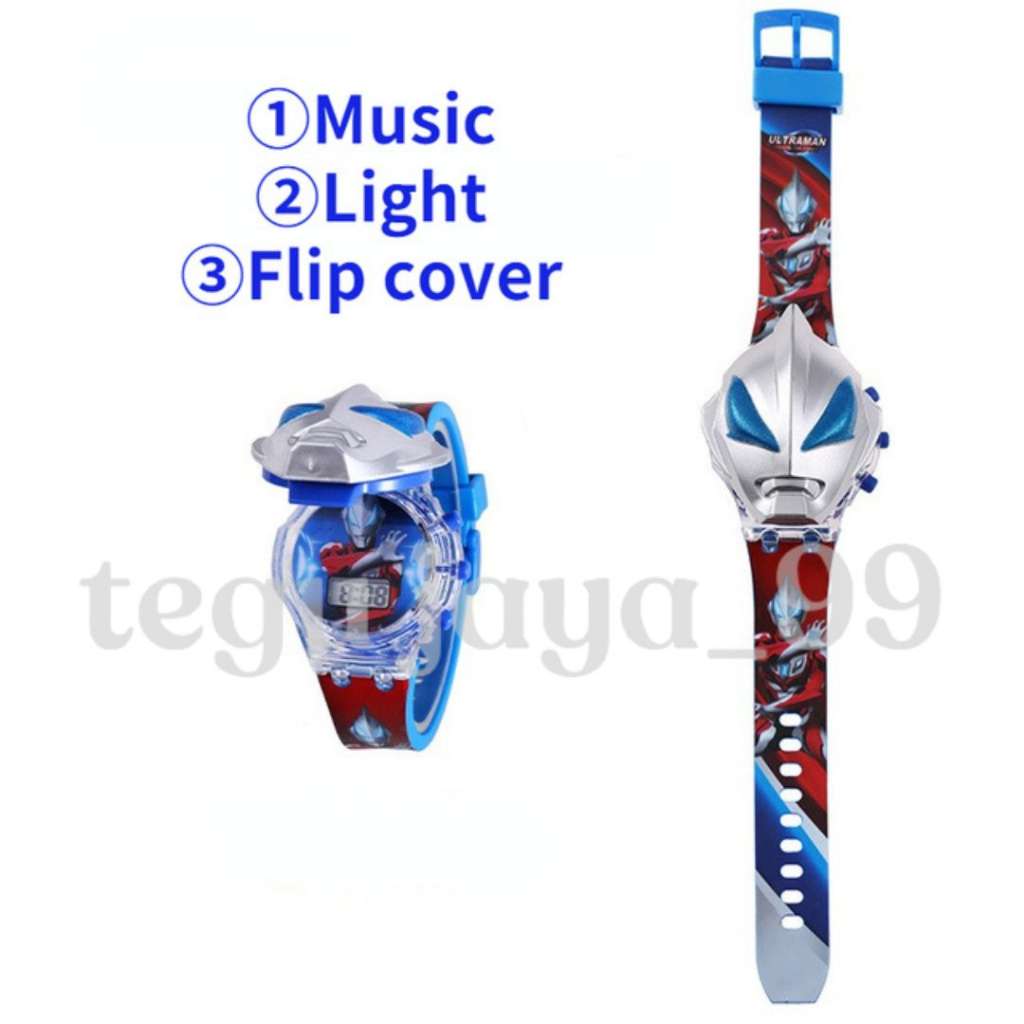 JAM TANGAN FASHION ANAK LAKI LAKI LAMPU DAN MELODY KARAKTER ULTRAMAN ZERO TE1055