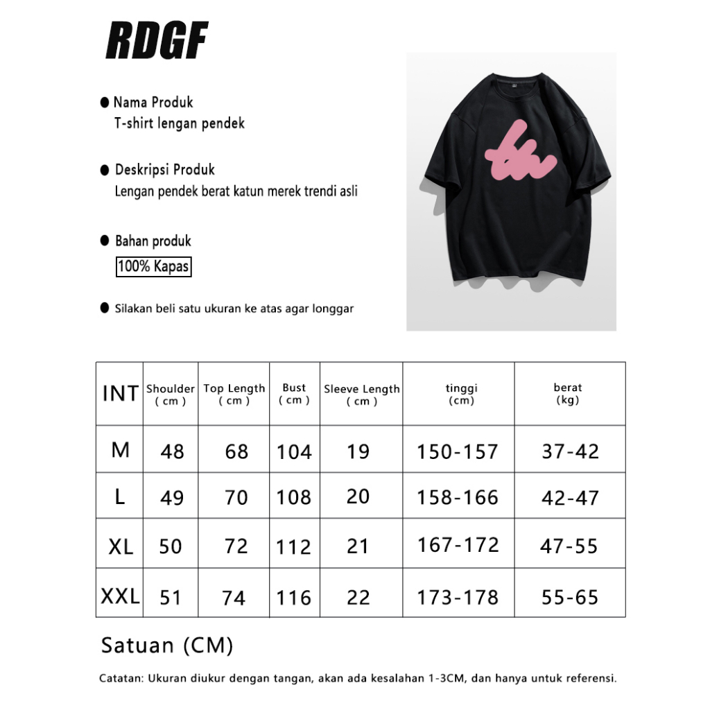 RDGF Kaos Tren Jalanan Amerika Kaos Kasual Fashion Modern Kaos hitam premium unisex/A0916
