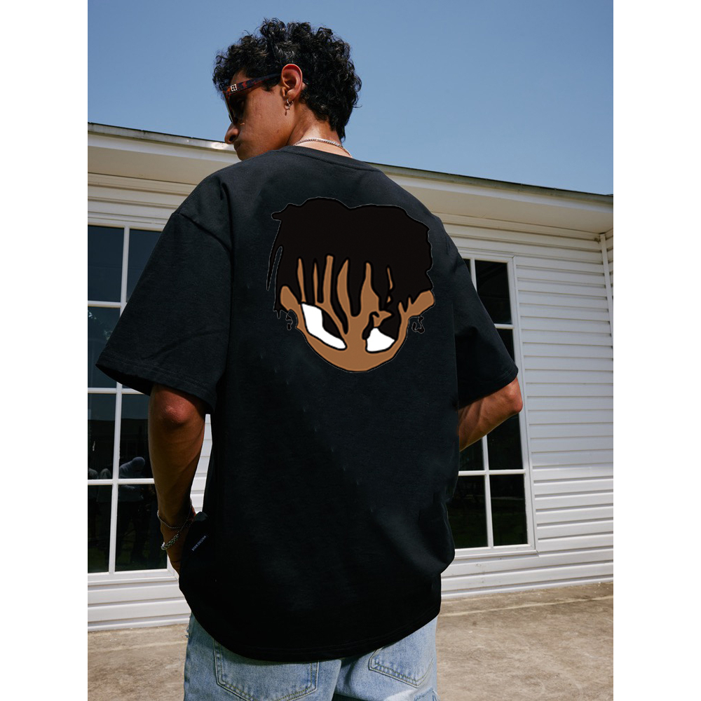 RDGF Kaos trendi pria jalanan Amerika Kaos Pria Keren Bergaya kaos hitam/A0830