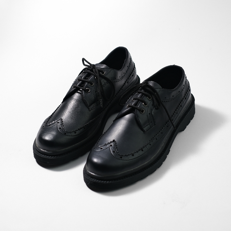 Sepatu Formal Casual Wingtip Black Pantopel Kerja Kantor Kuliah Santai Oxford Original - Dylan Men