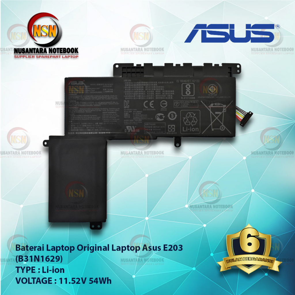 Baterai Original Laptop Asus E203 B31N1629 11.52V 54Wh