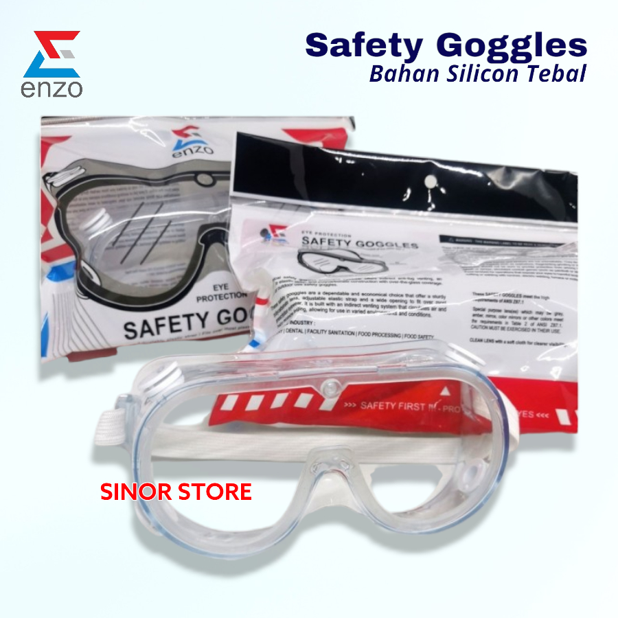 Kacamata Safety Goggles ENZO Pelindung Karet Elastis