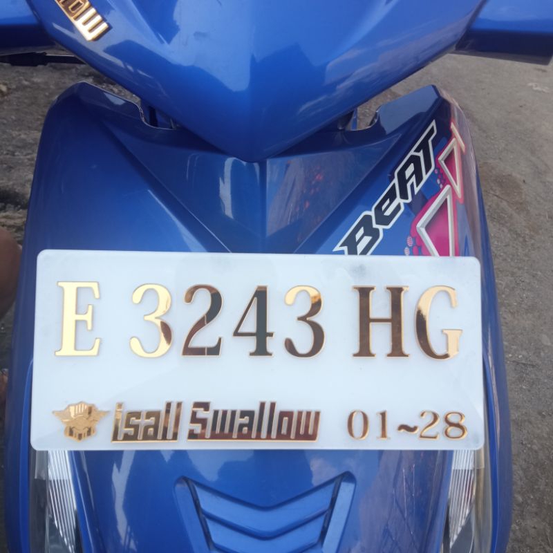 plat nomor motor universal custom timbul gold