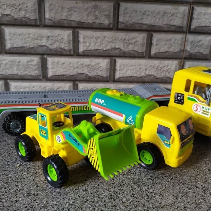 Mainan truk angkut kontruksi - mainan mobil truk trailer anak edukasi