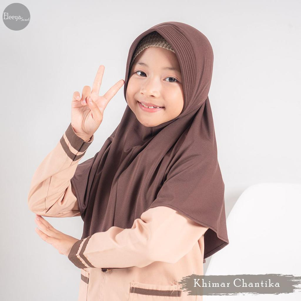 Eleeya Scarf Khimar Chantika - Kerudung Instan Anak - Coklat tua