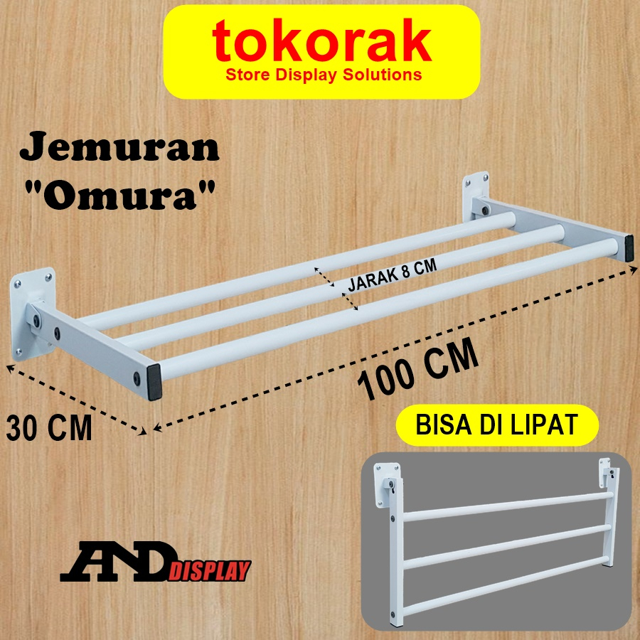 JEMURAN DINDING LIPAT OMURA 100 CM GANTUNGAN HANDUK BAJU