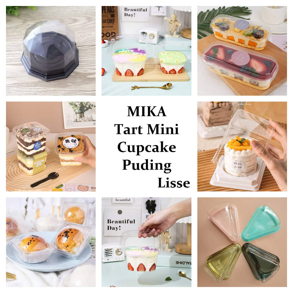Mika Tray Kotak Kue Tray Cup Puding Box Mooncake Pia Pie Slice Cake Diamond Oval Segitiga Bulat Pers