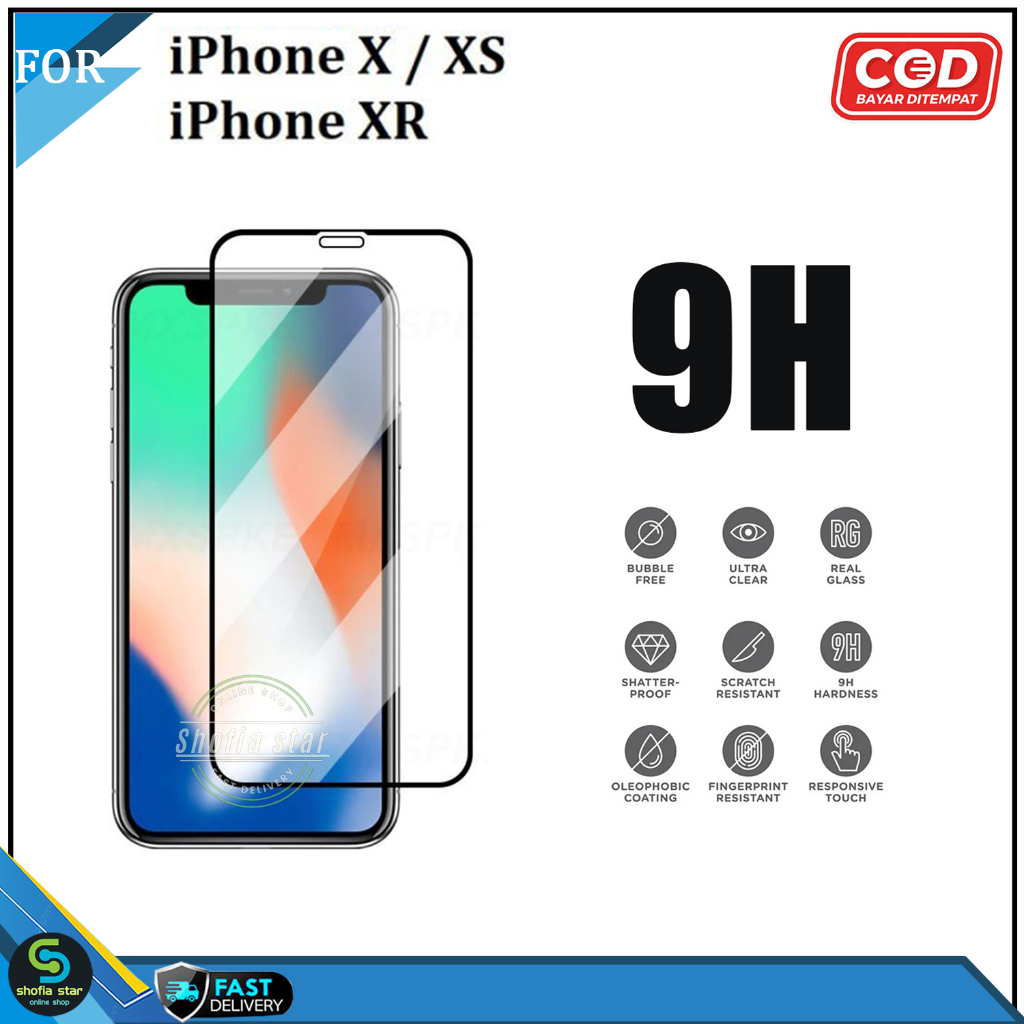 Tempered Glass Iphone X XR XS XS Max Anti gores Kaca Full Cover