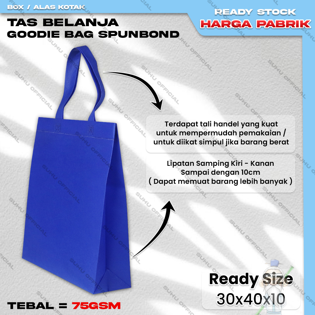 Goodie Bag Tas Belanja Spunbond HBPA Kotak Box Ukuran 20x26x9 25x35x10 30x40x10 35x40x12 Kantong Kain Souvenir