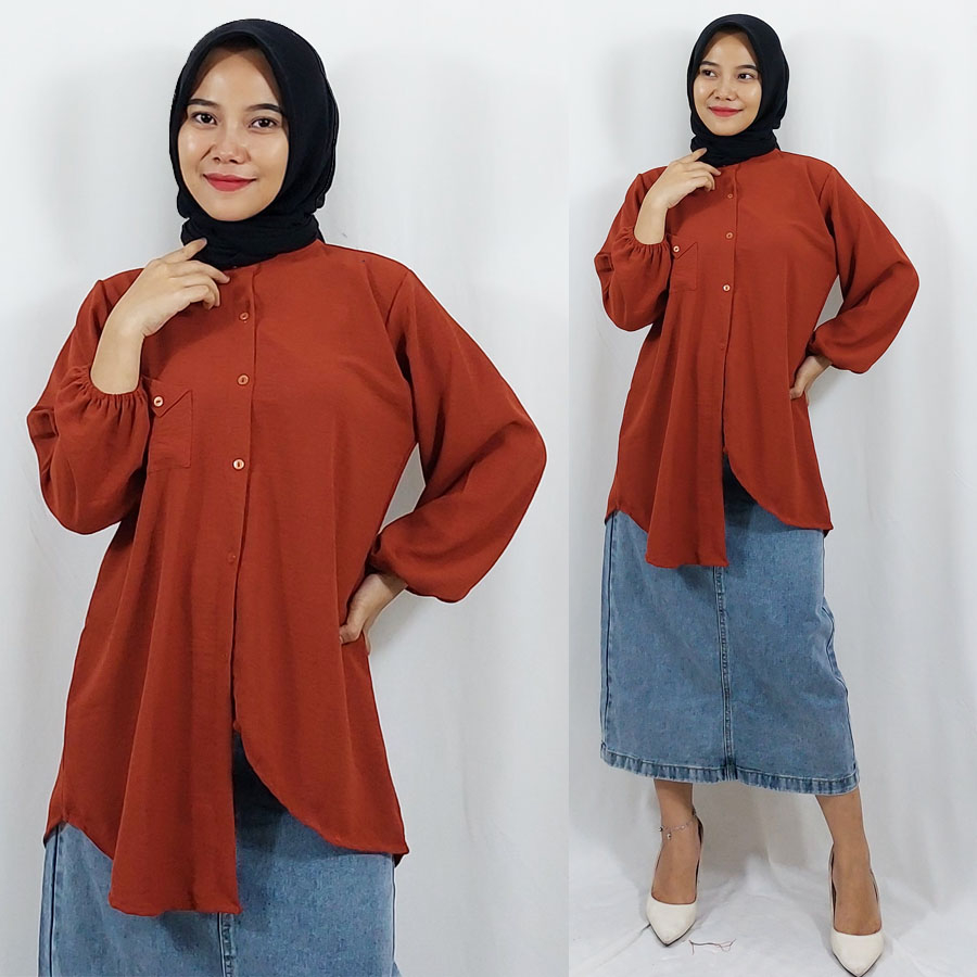 CARLINA BLOUSE TUNIK WANITA CRINKLE AIRFLOW ASYMETRIS FASHION