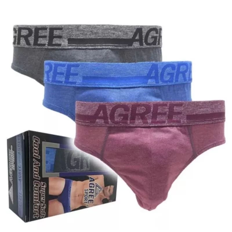 AGREE 2323 | CD Pria Karet Luar | Celana Dalam Cowok Perkotak isi 3pcs | Pakaian Dalam