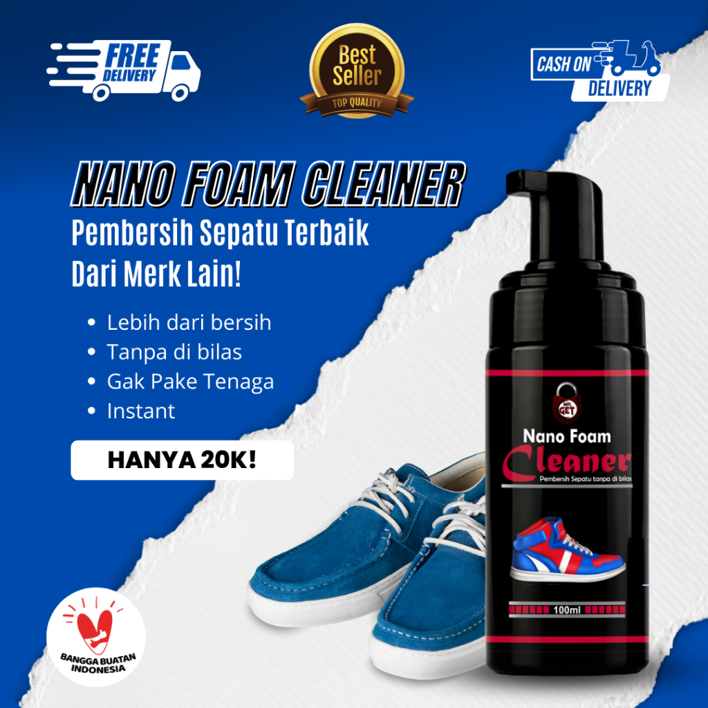 pembersih sepatu tanpa di bilas, Pembersih Sepatu Tanpa Air, nano foam