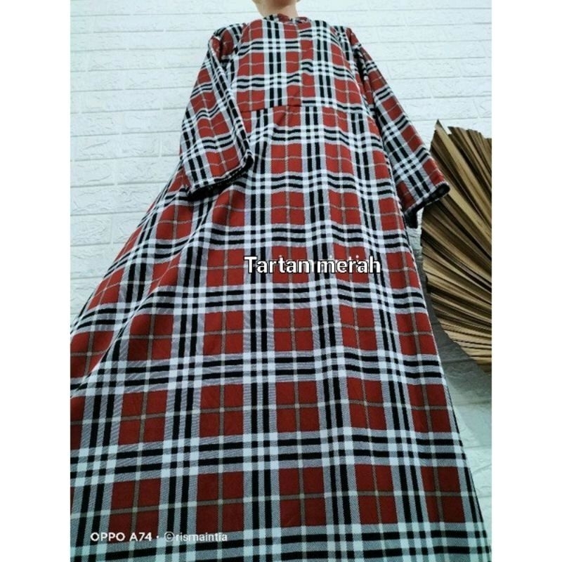 BEST SELLER GAMIS HYGET JUMBO MOTIF TARTAN NAGITA PUTIH TERBARU TERLARIS!!!