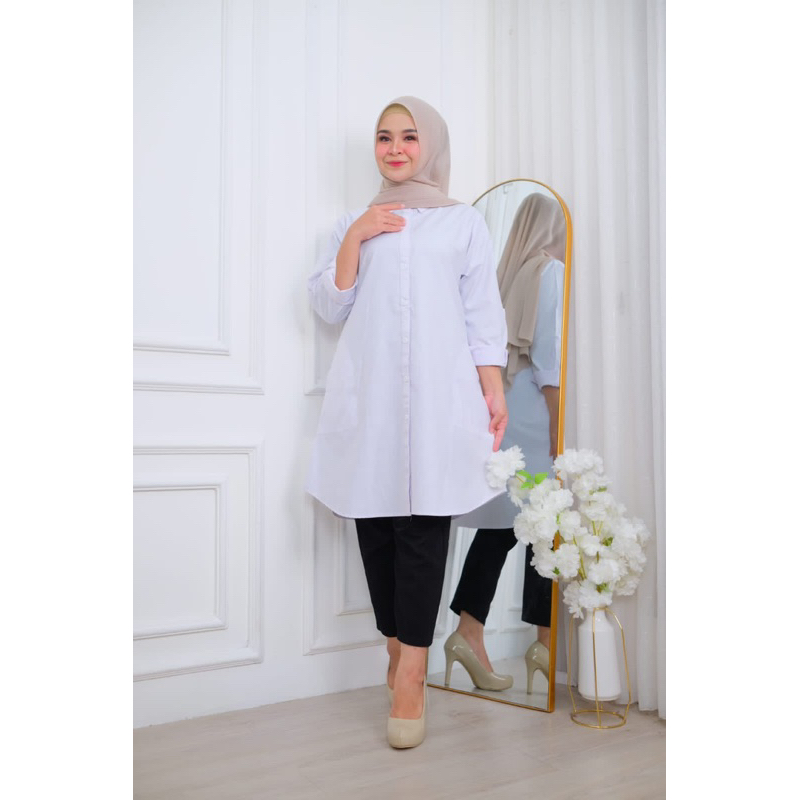 Tunik Katun Polos Putih/Kemeja Putih Polos