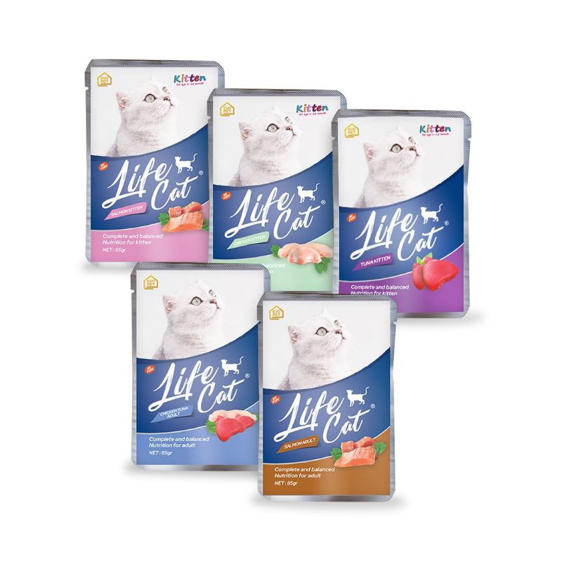 life cat sachet all varian 85gr | makanan basah kucing life cat pouch