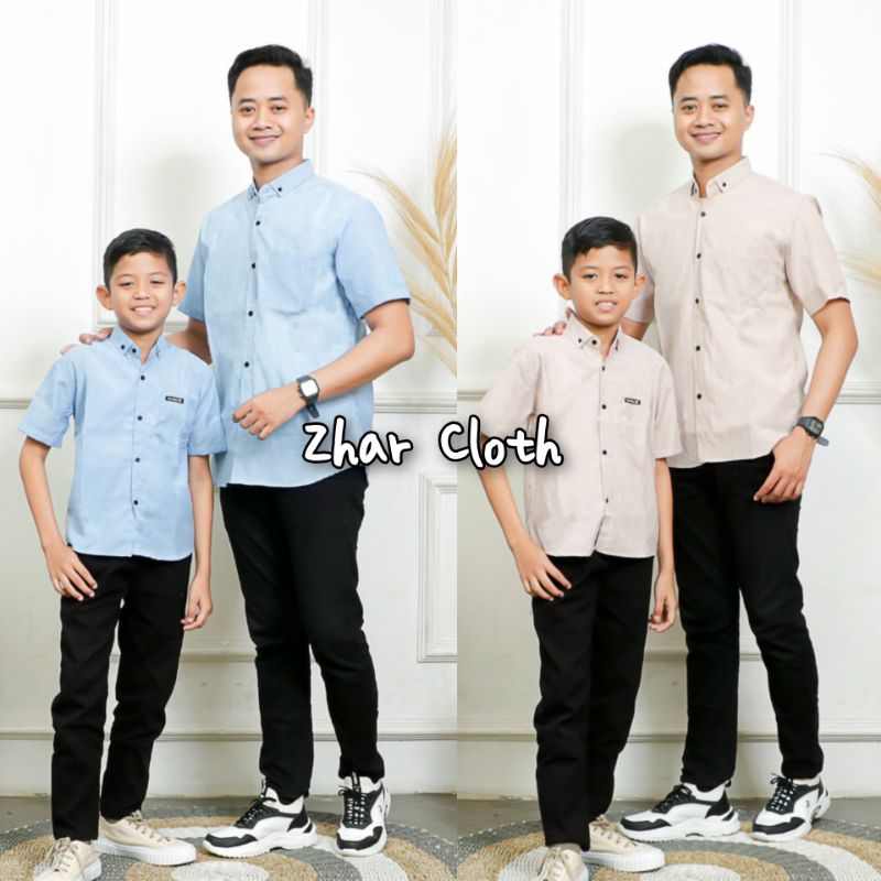 Couple Kemaja Ayah dan Anak Laki Laki / Kemeja Distro Anak / Kemeja Lengan Pendek  / Atasan Baju Anak Laki Laki Polos Terkini