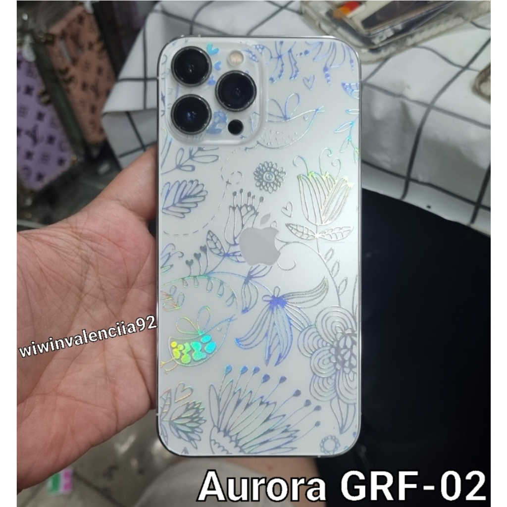 Custom Skin RAINBOW 5G REALME C20 C17 C15 C12 C11 C11-2021 C3 C2 C1 Garskin Gar Skotlet Stiker Gambar Motif Garis Simetris AURORA HOLOGRAM BUNGA Belakang Pelindung Anti Jamur CLEAR Murah plastik Tempel Transparent 4G Realmi 2023 C 20 17 15 12 11 3 2 1 5G