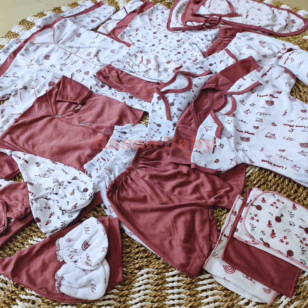 39Pcs Paket Lahiran Lengkap SNI Baju Bayi Celana Bayi Baru Lahir seri Taro Karakter Lucu, Sartaki, Jumper, Popok Tali, Baby Newborn Gift Set Paket Brojol-Juragan Lebak