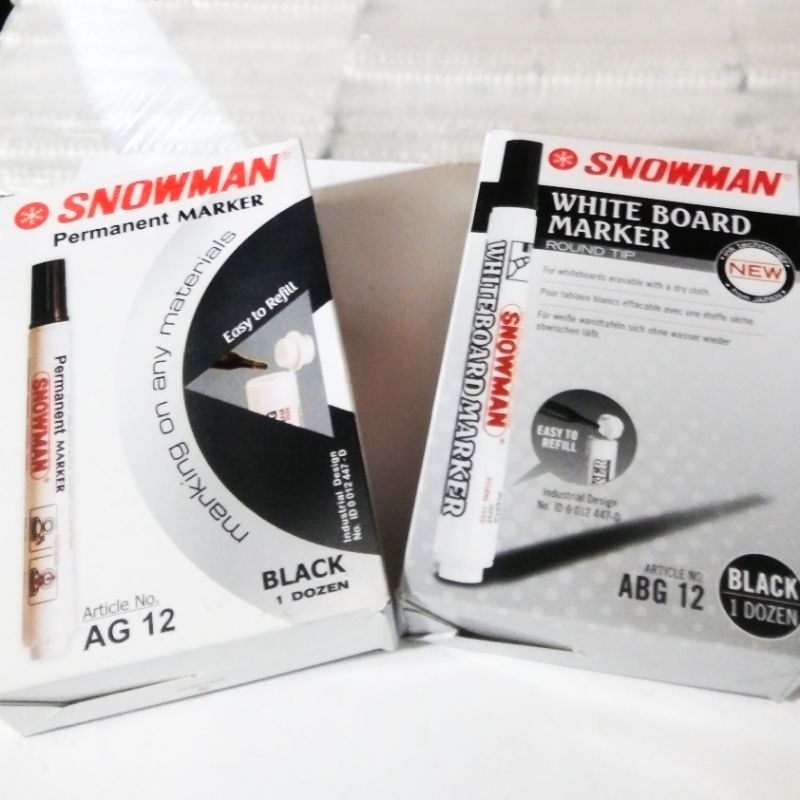 

Spidol Hitam SNOWMAN Pack isi 12 Pcs
