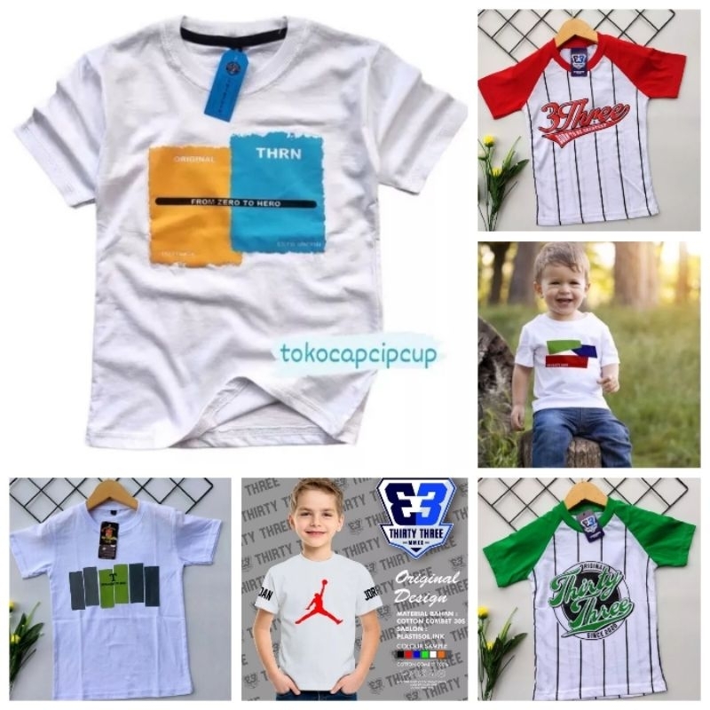 COD ~ JUAL RUGI HABISKAN STOK Kaos katun anak 2-8tahun (WARNA PUTIH) distro thirteen thirty three po