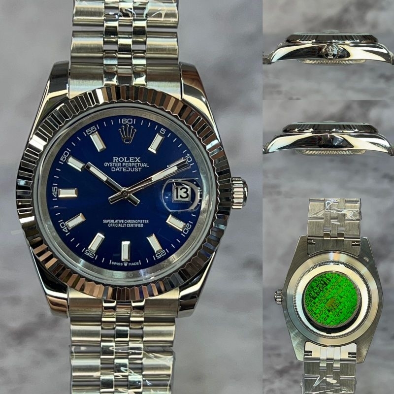 JSR 2166 JAM TANGAN PRIA ROLEX DATEJUST 41MM JAPAN SILVER BIRU STAINLESS SUPER PREMIUM