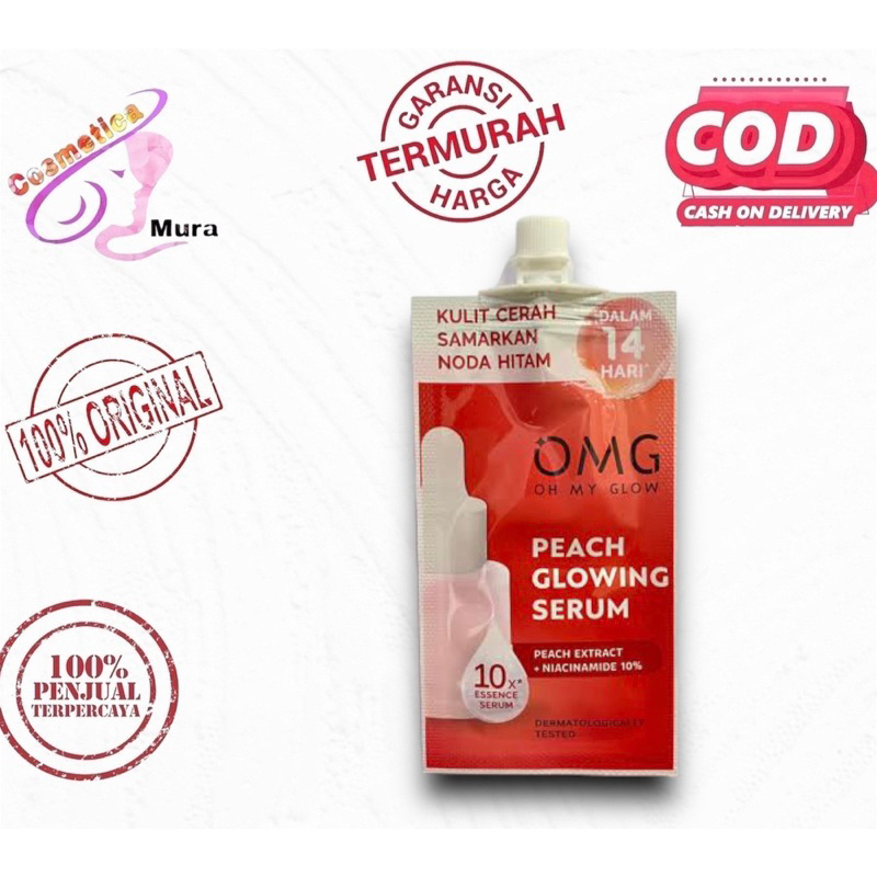 promo [kemasan sachet 7,5 ml] omg serum sachet peach glowing serum || serum omg sachet 7,5 ml