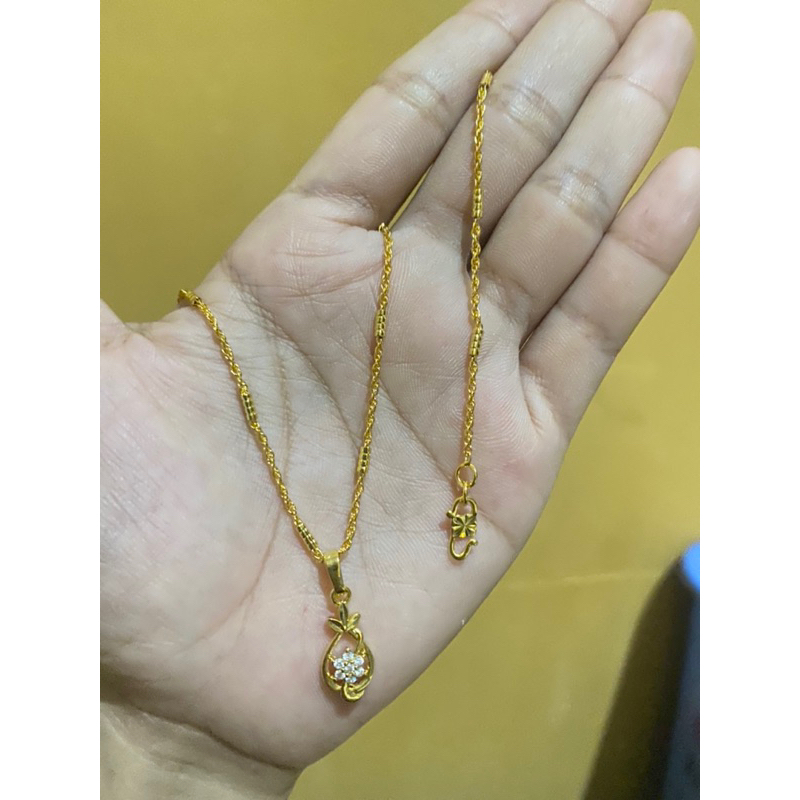 Kalung rantai terbaru lapis emas 24k / love permata kecil