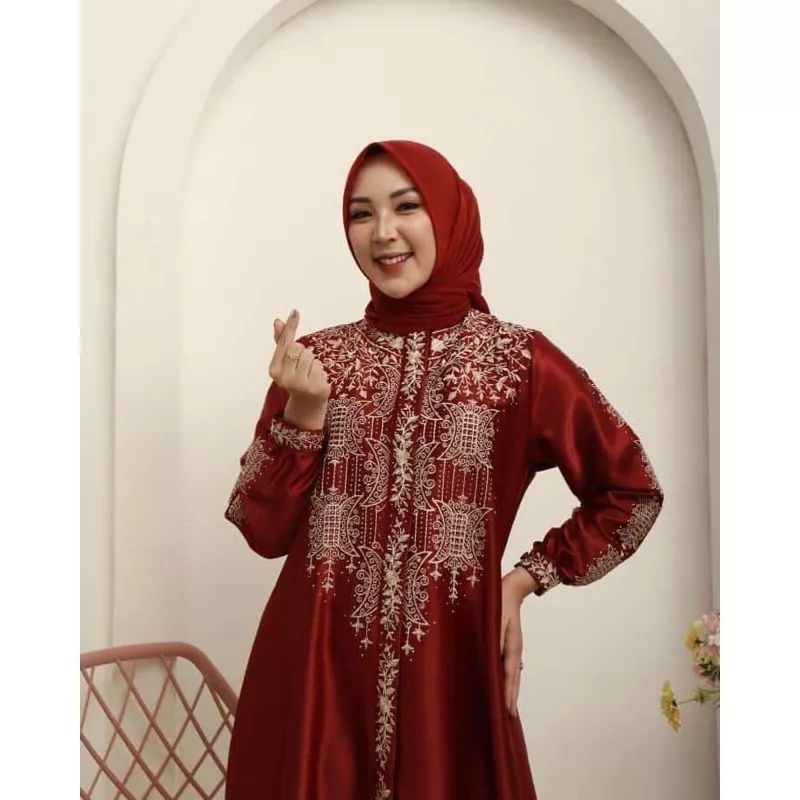 Gamis Bordir Cristal Premium Original Motif Pintu Aceh