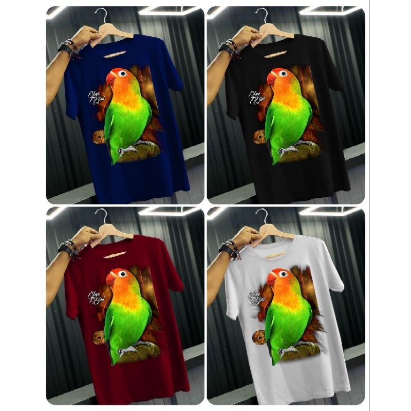 KAOS KEREN BURUNG LOVE BIRD HIJAU / NGEKEK BURUNG KICAU