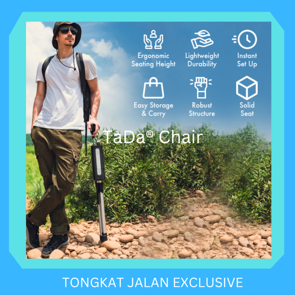 TaDa®Chair Tongkat Jalan Duduk Exclusive Tongkat Duduk Sholat Travel Tongkat Multifungsi Exclusive