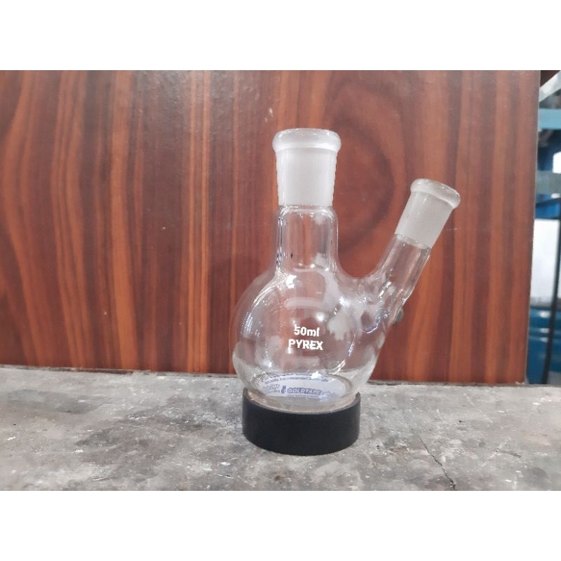 boiling 2 leher atau 2 neck flask 50ml atau 100 ml pyrex