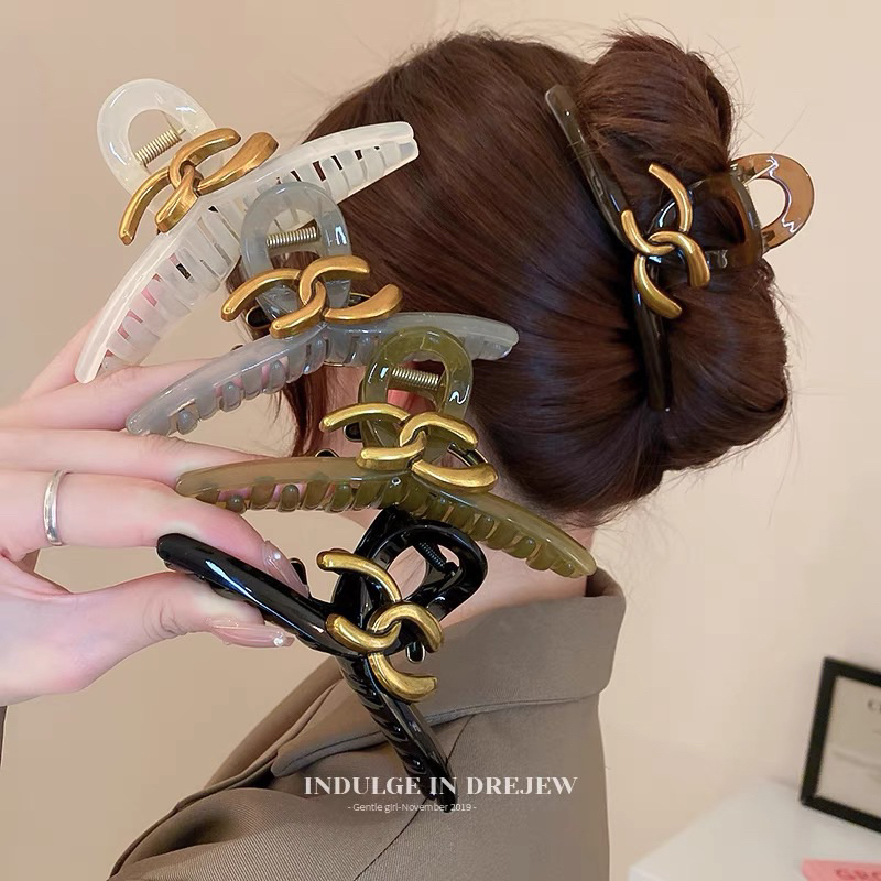 LITTLE DAISY | Jepitan Rambut Model Korea Celine Premium Quality / Korean Hair Claw Premium Aesthetic Hair Clips/ Kep Rambut Mewah Elegant