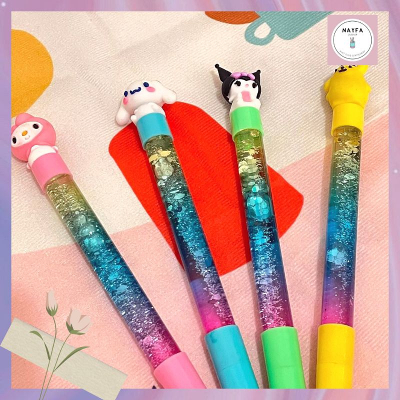 

12 Pcs Pulpen Gel Glitter Sanrio Alat Tulis Fancy Cute Stationery