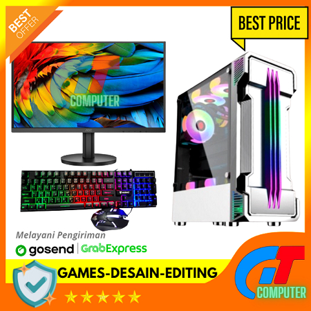 PC Gaming Fullset AMD Ryzen 3 3200G SSD 128GB Lengkap LED 24 inc Keyboard Mouse GAMING