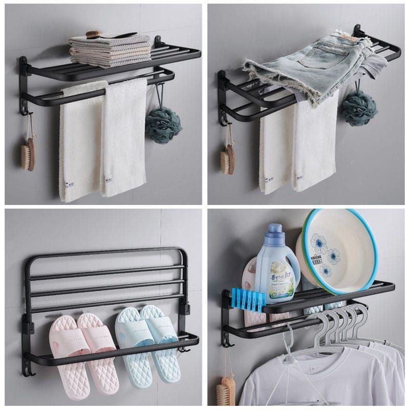 Gantungan Handuk Lipat 60cm Stainless 304 Black Series Bathroom Towel Rack Shower Rack Wall Premium