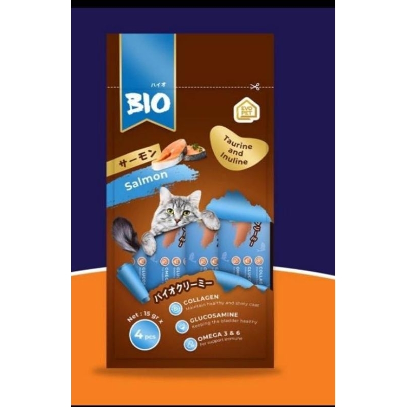 cemilan kucing bio creamy treats 60gr snack untuk kucing