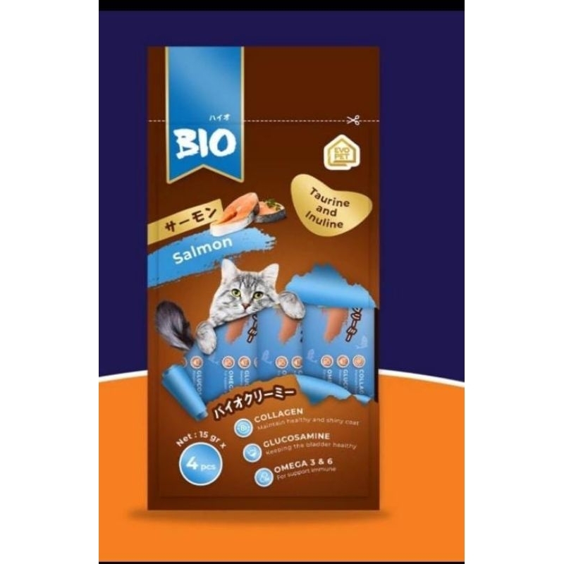 Promo Snack kucing Bio Liquid 1Dus(Isi 12pcs Salmon)