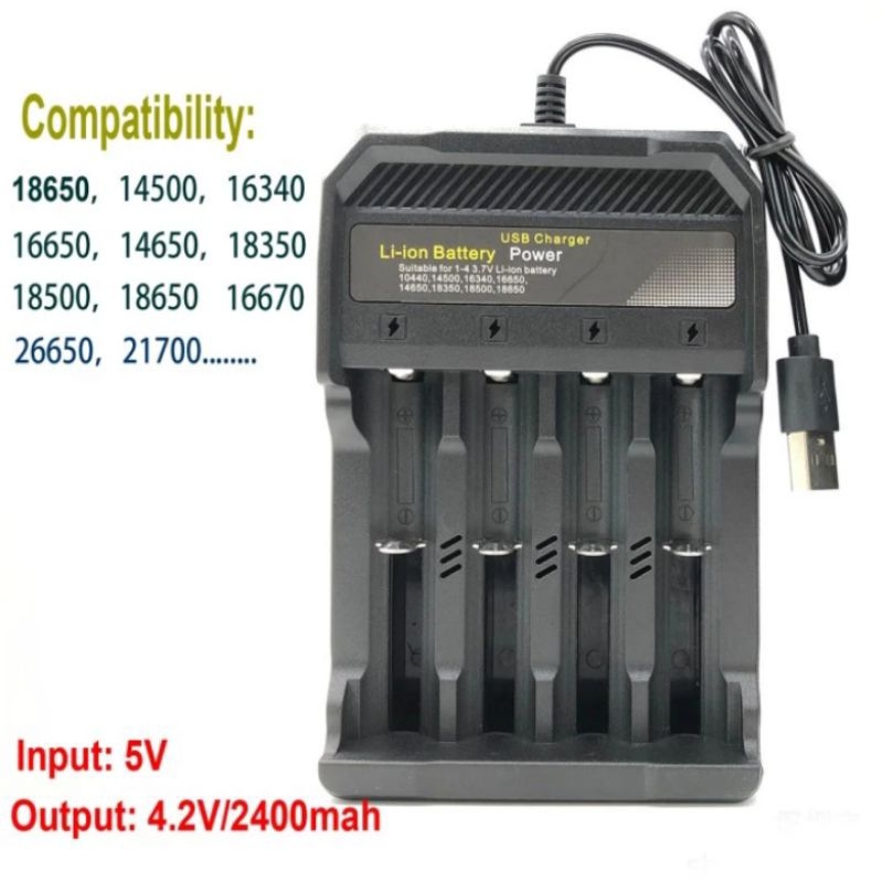 Charger Baterai 4 Slot Battery AA AAA 18650 Pengisi Daya Cas Batre Fast Charging 4.2V 2A MS-5D84A