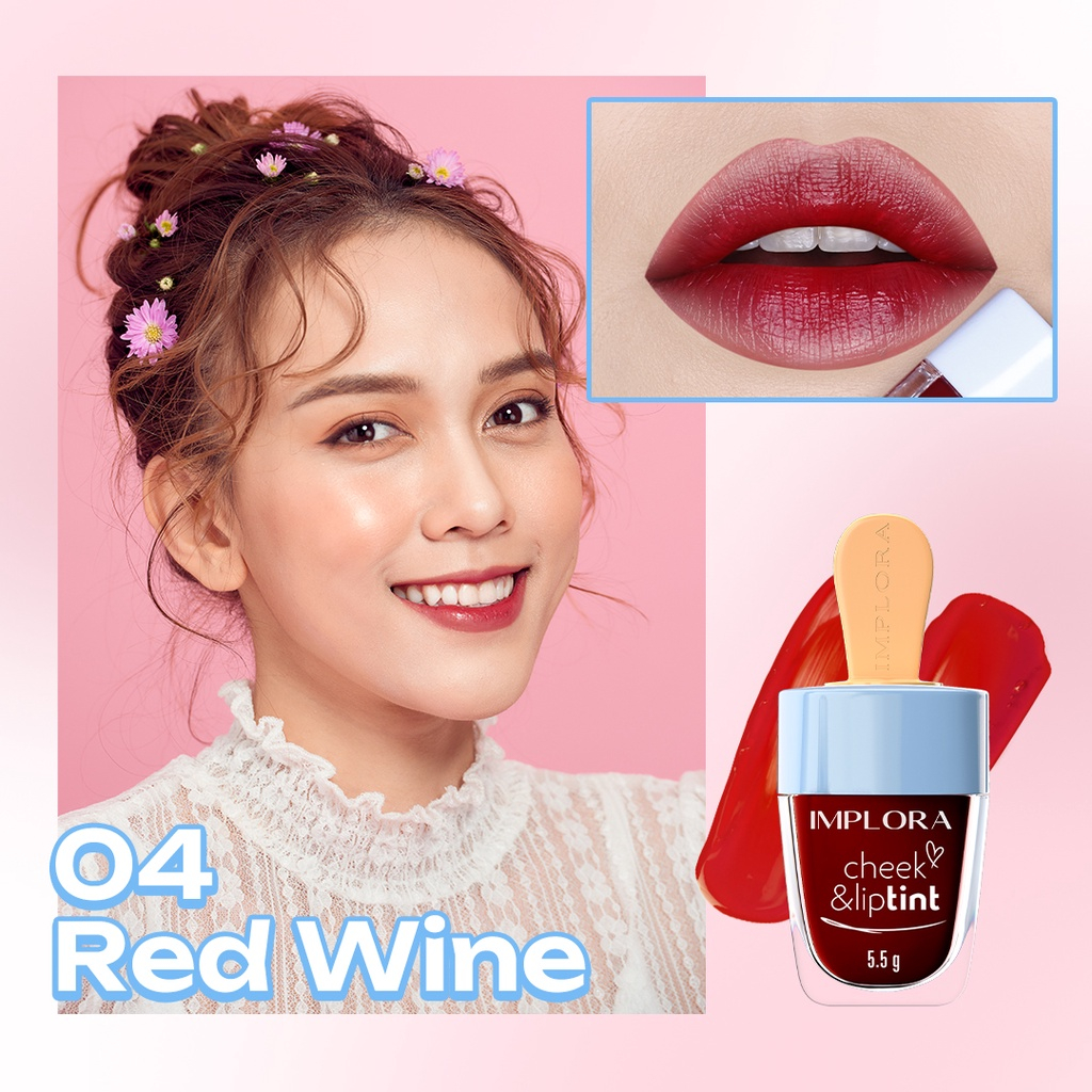 Implora Cheek &amp; Liptint 5.5gr BPOM | Lip Tint Implora 6 Varian 100% Original