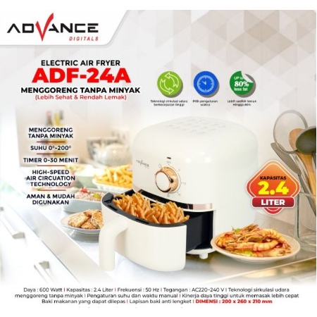 Air fryer digital Advance ADF-24A Menggoreng Tanpa Minyak 600W