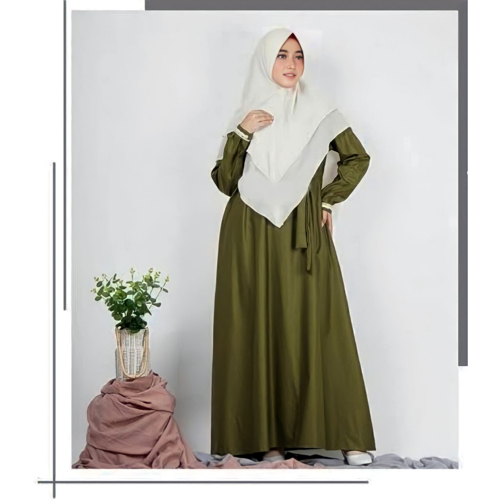 Gamis Katun Polos Dress Toyobo Madina Remaja Terbaru Kekinian Brukat Premium Jumbo