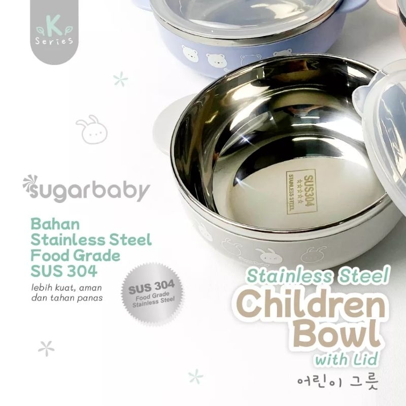 Sugar Baby Stainless Steel Childern Bowl With Lid/ Mangkok Stainless anak