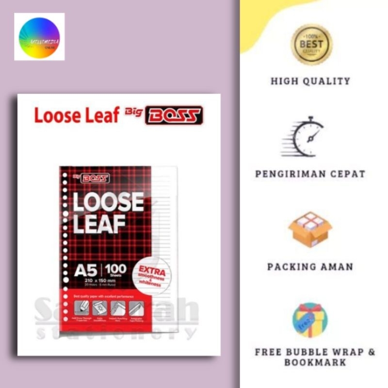 

Loose Leaf A5 100 Big Boss Kecil Bergaris / Kertas isi Binder File Ukuran A5 isi 100 Lembar Garis(ORIGINAL PRODUK)