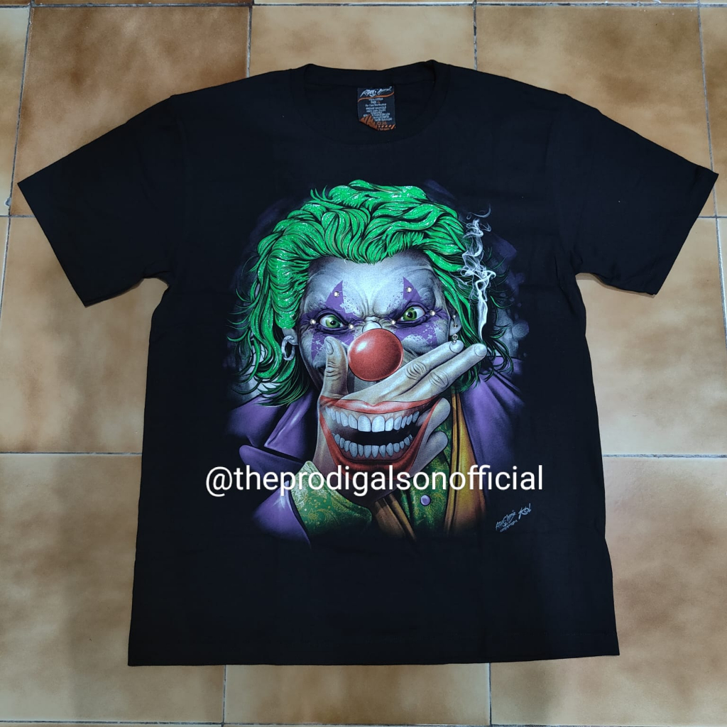 Kaos Rock Chang Import Size XXL Joker Smile 3D Glow in The Dark
