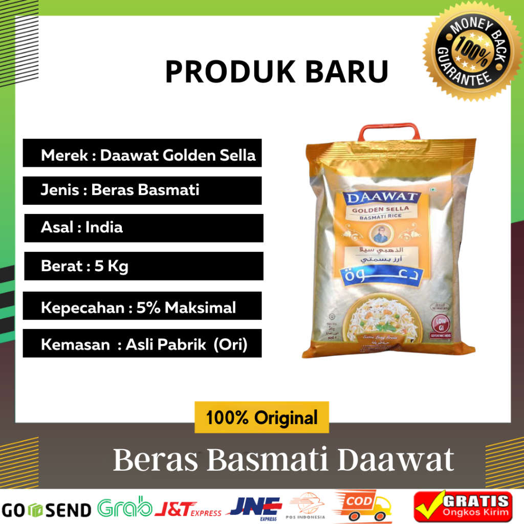 

Beras Basmati 5Kg Golden Sella Extra Long Grains Original Asli India Cocok Untuk Nasi Kebuli Nasi Mandhi Nasi Briyani