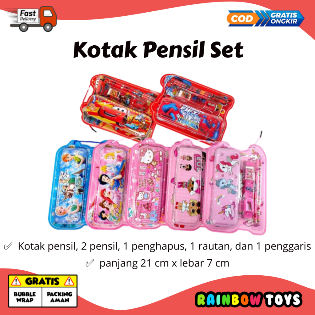 

Kotak Pensil Anak Set Karakter Alat Tulis Anak