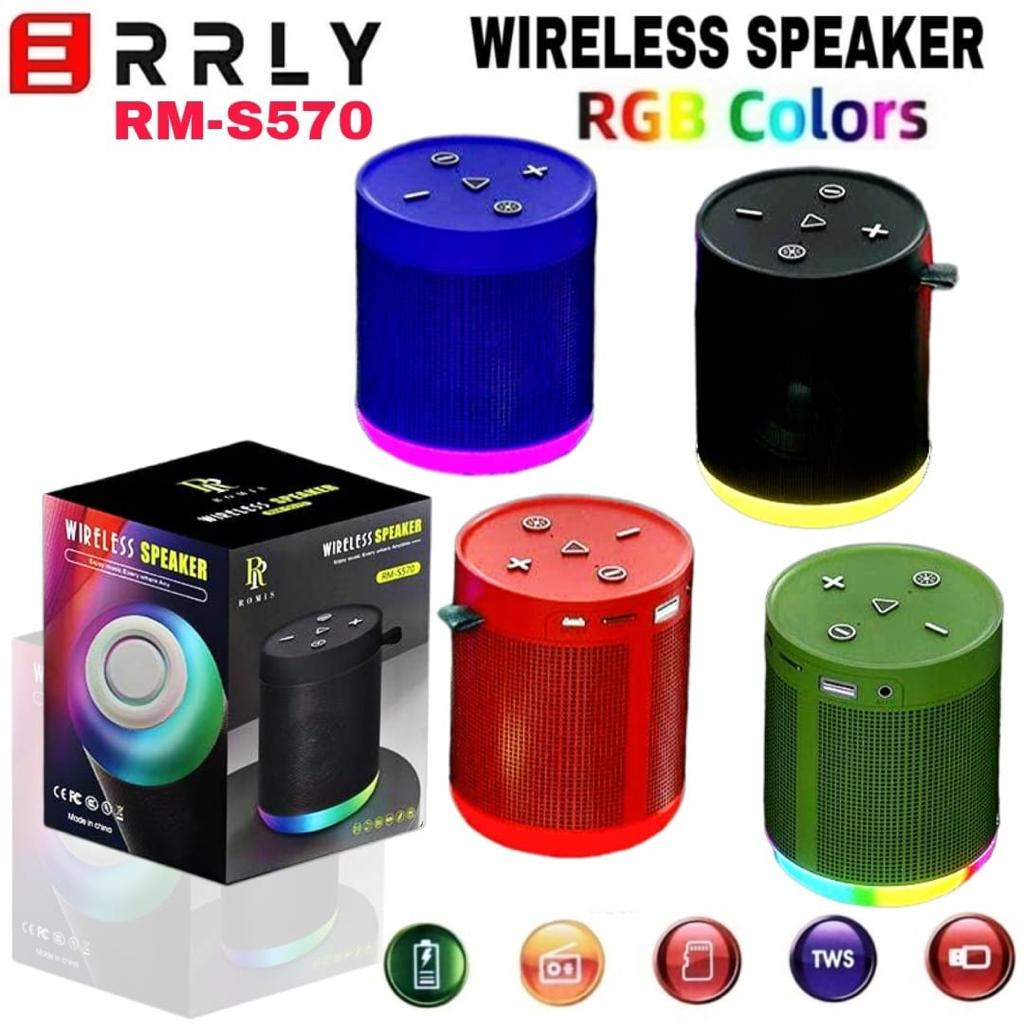 Speaker Bluetooth ERRLY RM 570 Wireless Nirkabel Subwoofer Lampu LED RGB Warna Warni Extra BASS